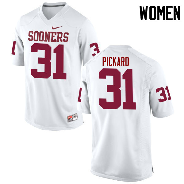 Women Oklahoma Sooners #31 Braxton Pickard College Football Jerseys Game-White